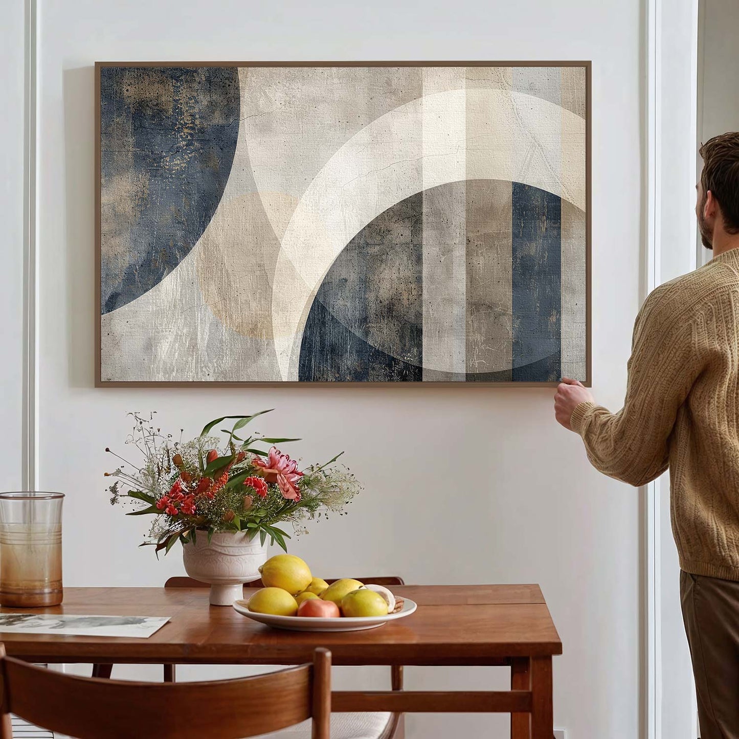 Tableau sur toile d'abstrait moderne de forme circulaire KWADECO