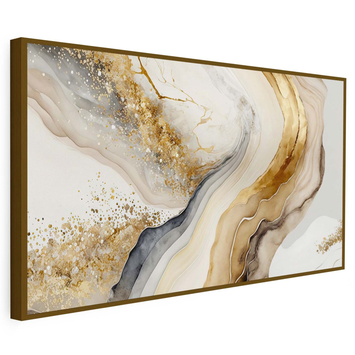 Tableau sur toile de marbre doré à motif vague KWADECO