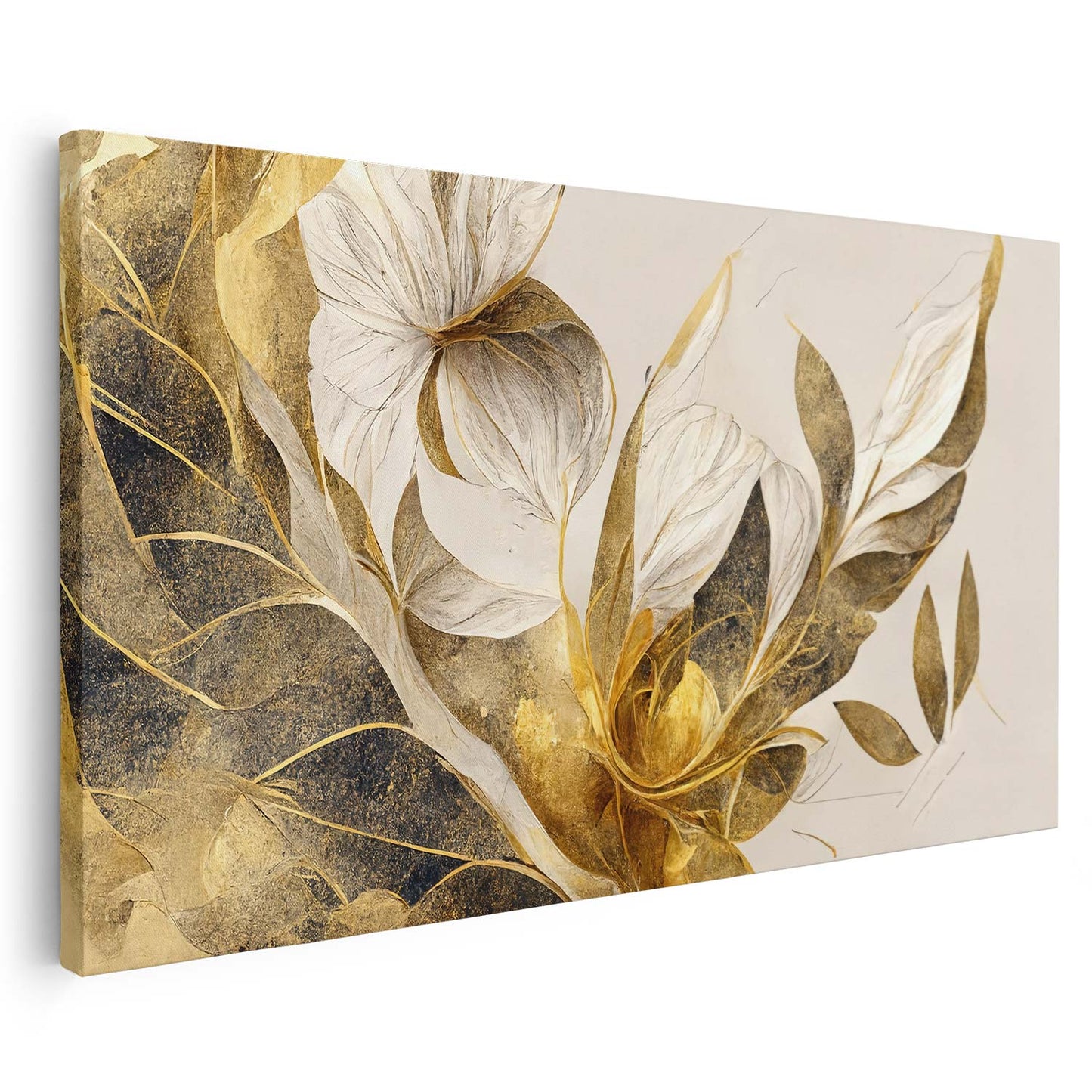 Tableau sur toile de fleurs dorées en 3D moderne art