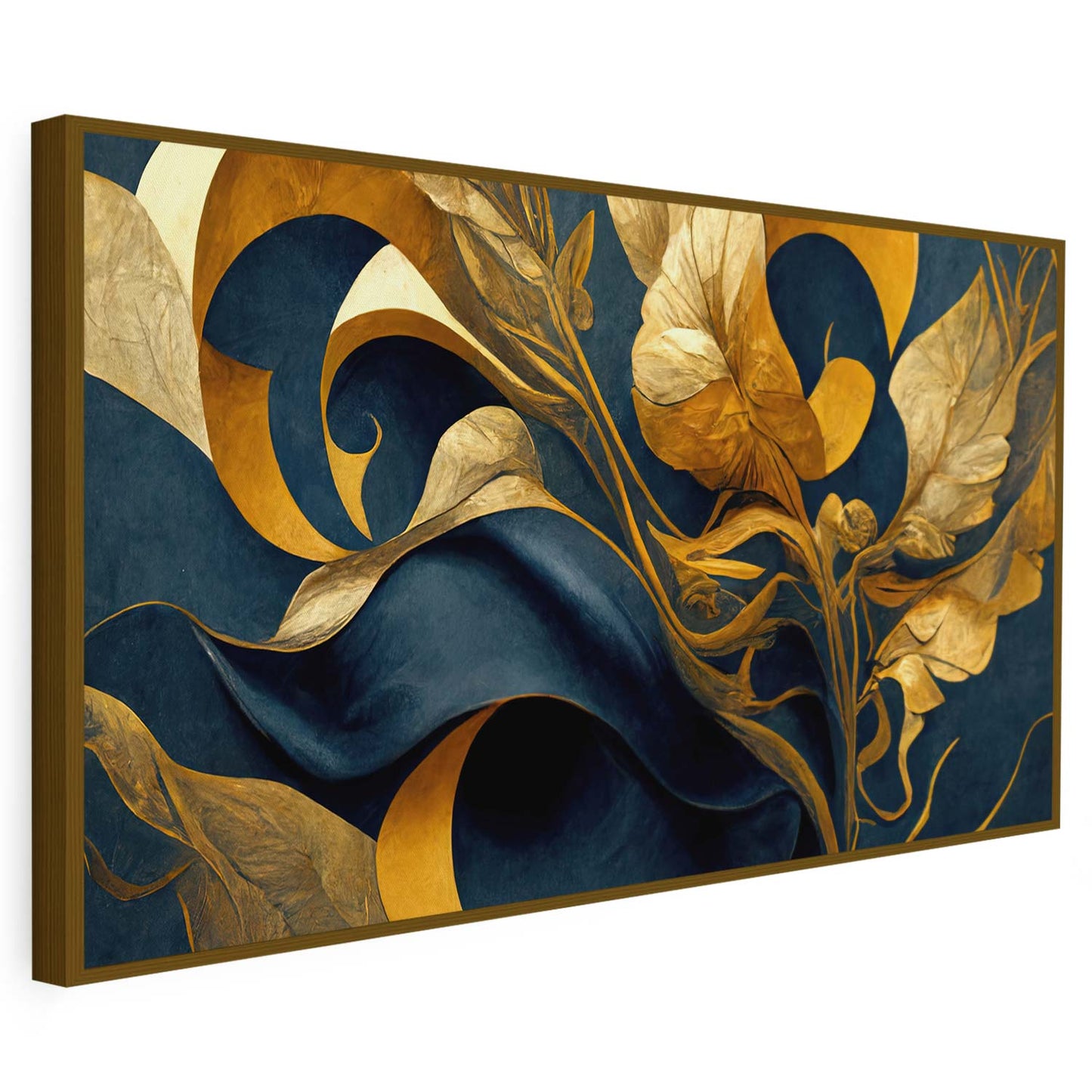 Tableau sur toile de fleur doré effet 3D KWADECO