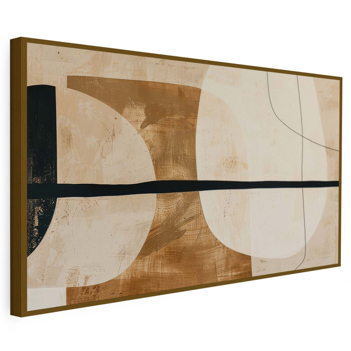 Tableau sur toile d'abstraction dorée et beige KWADECO