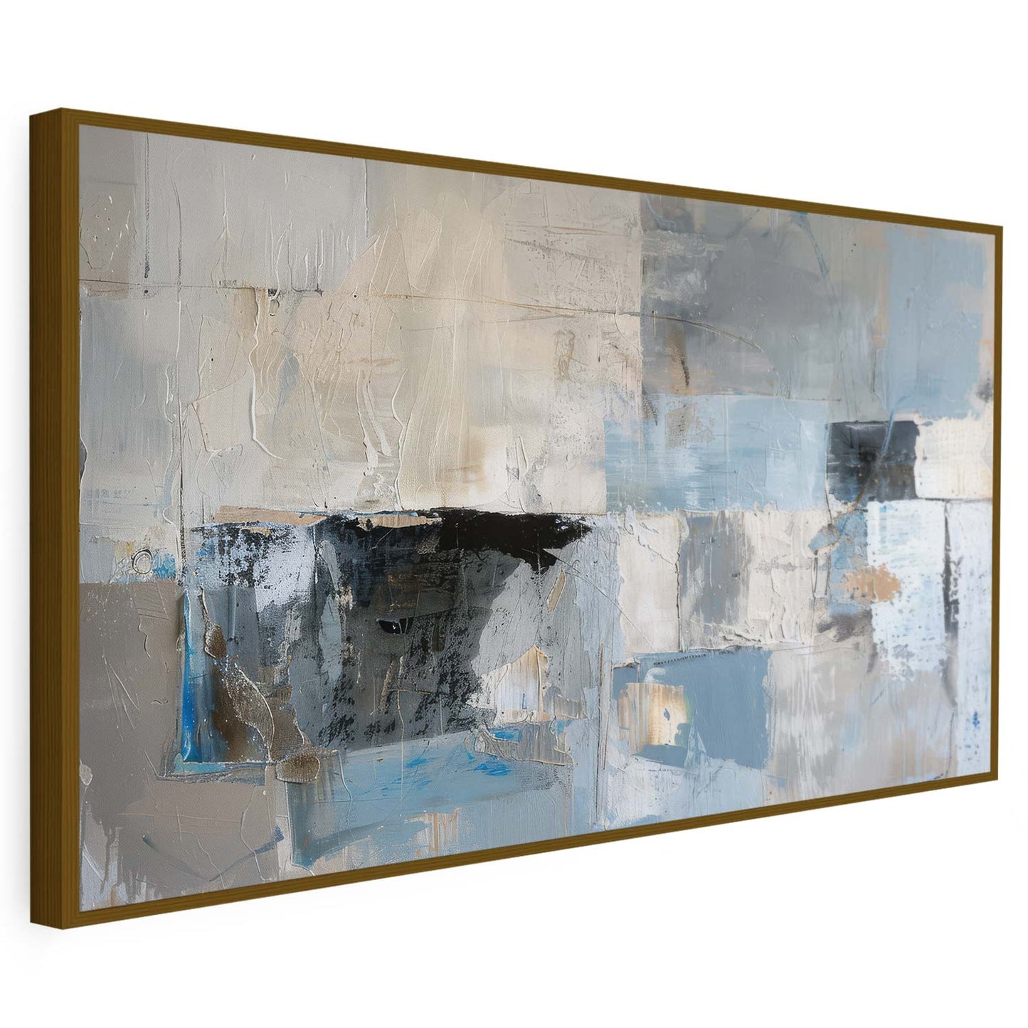 Tableau sur toile abstraite moderne avec des formes bleues KWADECO