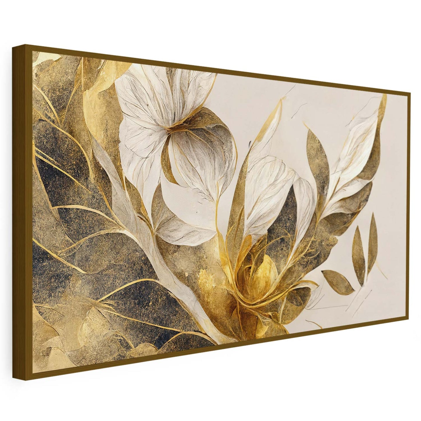 Tableau sur toile de fleurs dorées en 3D moderne art