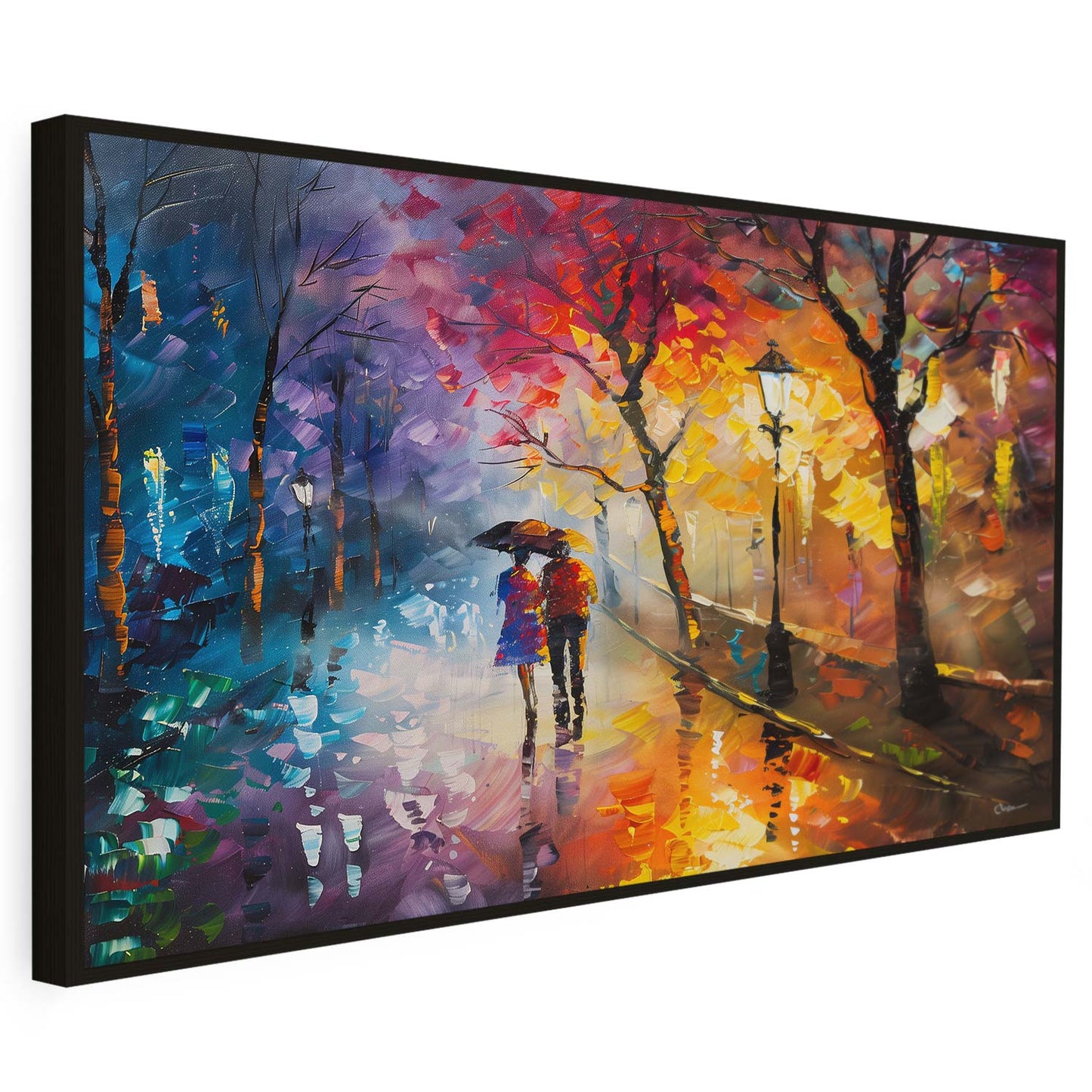 Tableau sur toile d'un couple romantique dans une forêt KWADECO