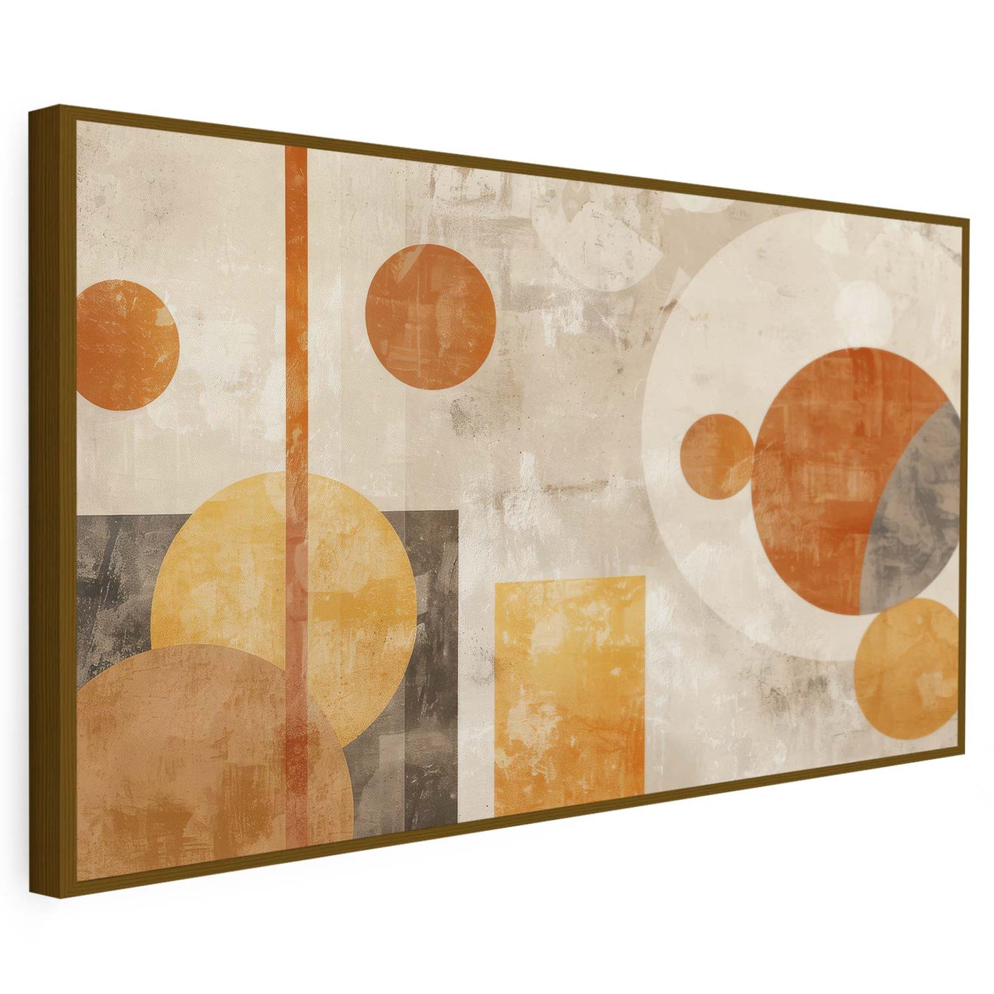 Tableau sur toile d'abstrait moderne des cercles doré KWADECO