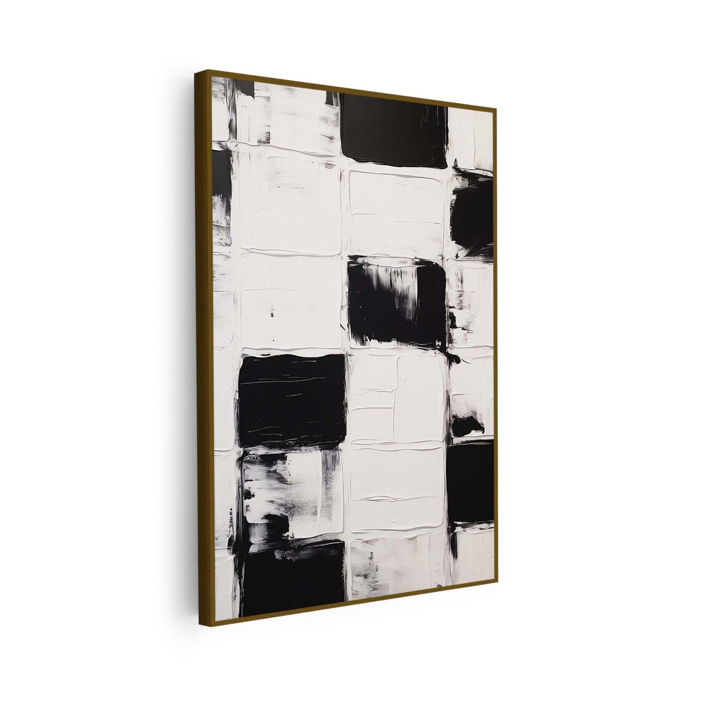 Tableau abstrait verticale en noir et blanc KWADECO