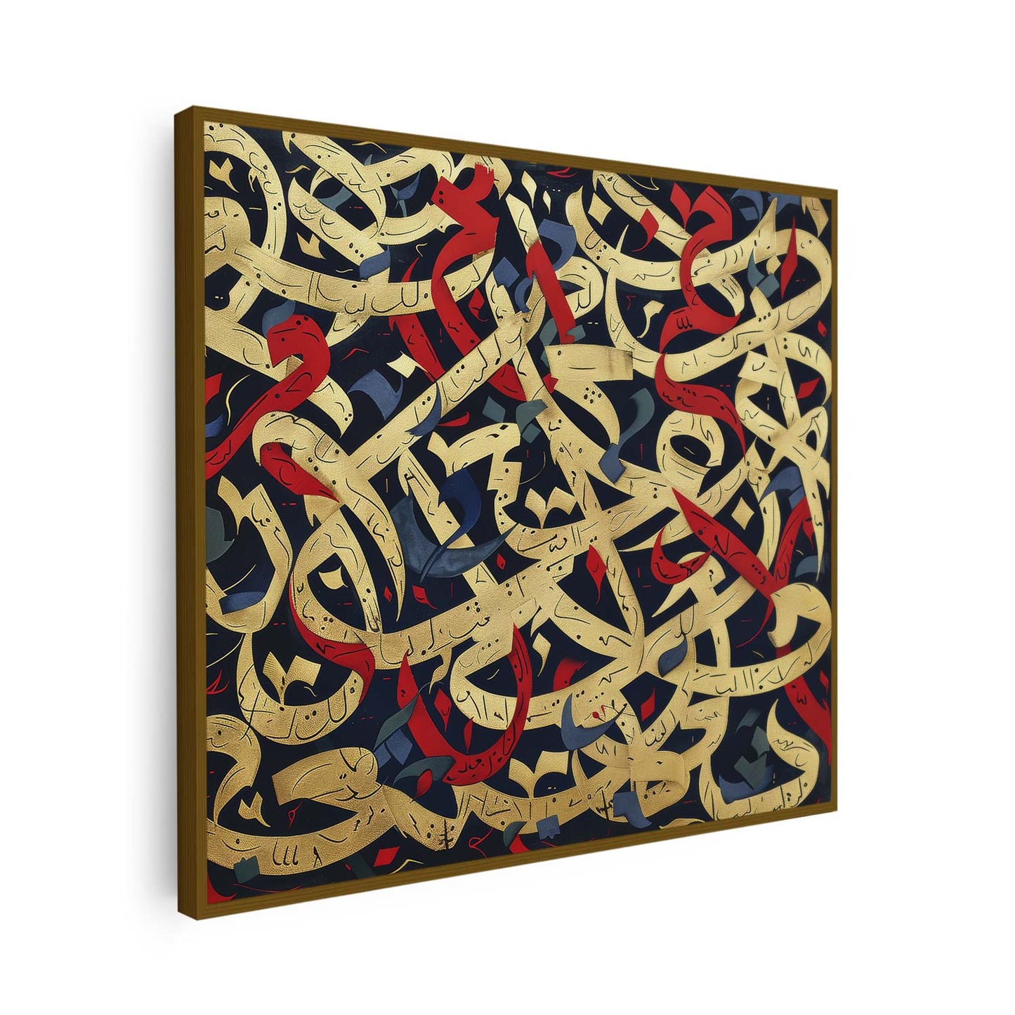Tableau sur toile calligraphie doré et rouge KWADECO