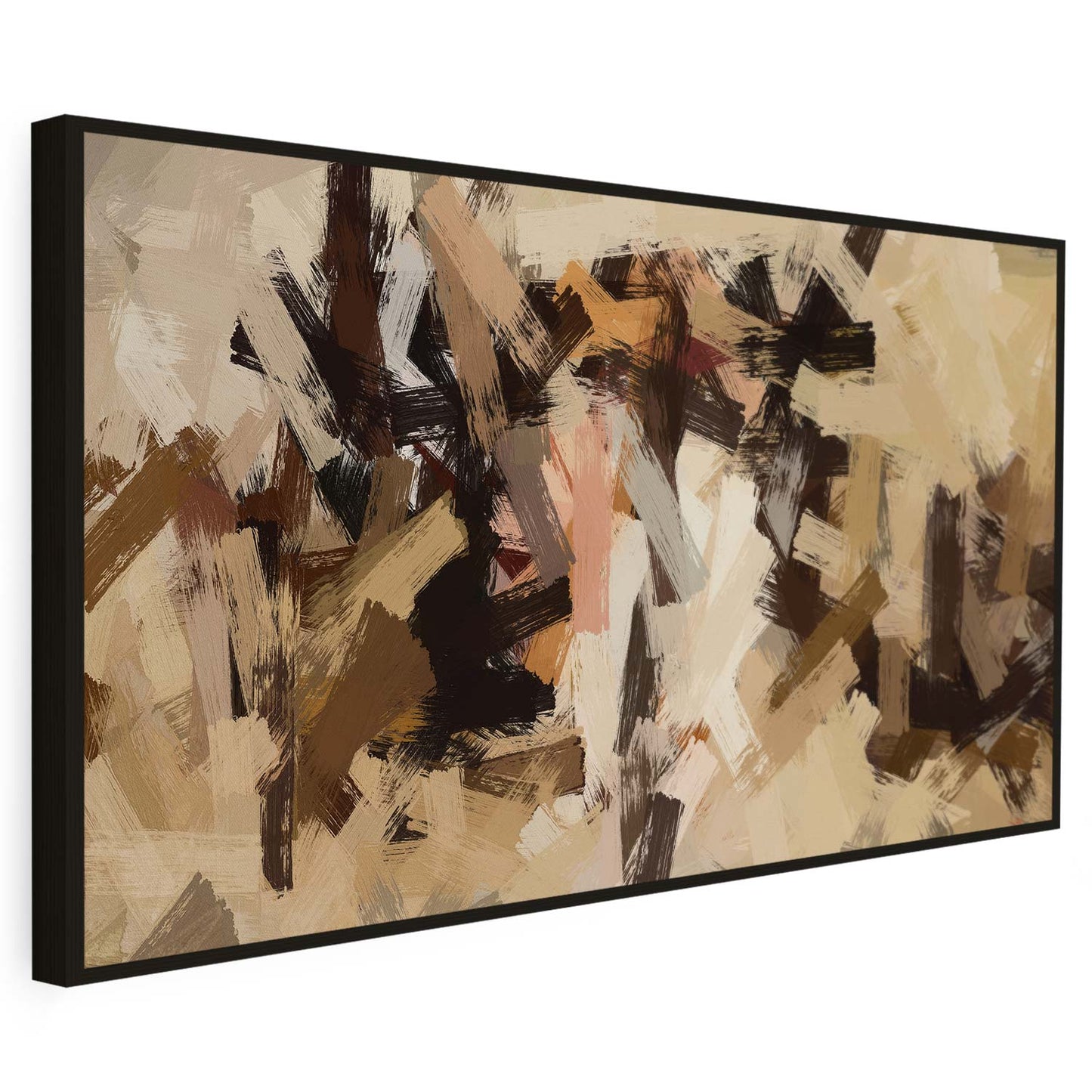 Tableau sur toile abstrait effet peinture marron KWADECO