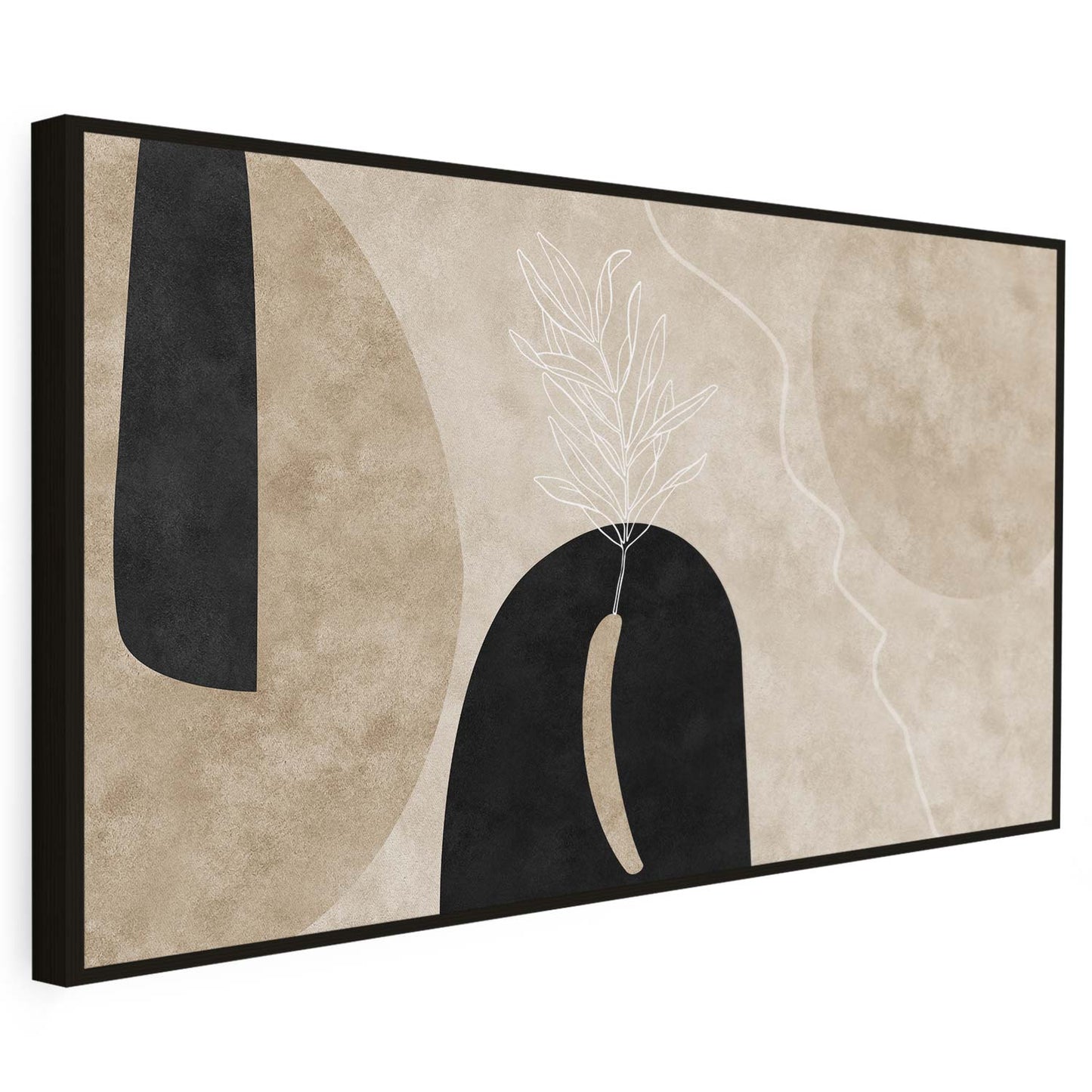 Tableau sur toile abstraite baho noir et beige KWADECO