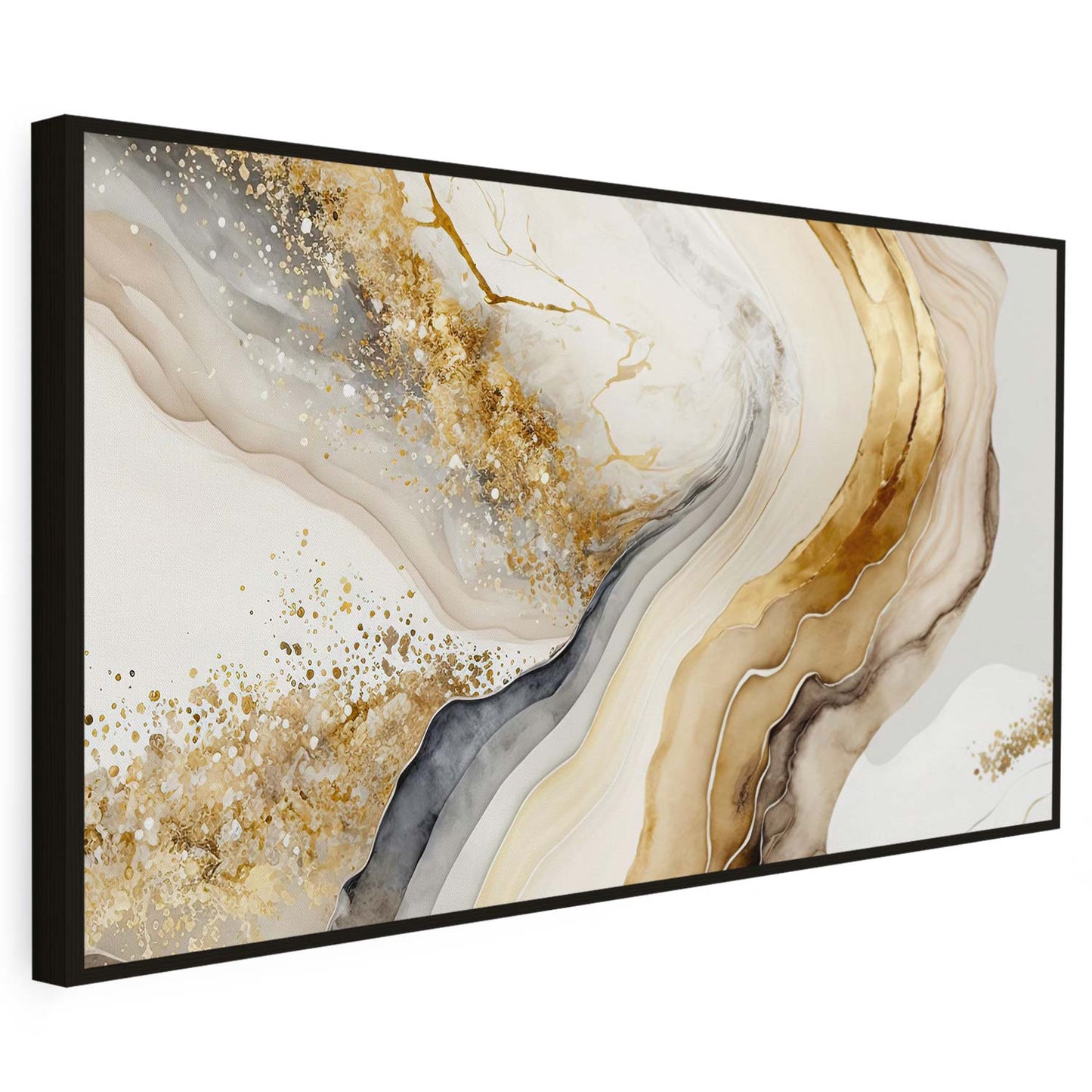Tableau sur toile de marbre doré à motif vague KWADECO