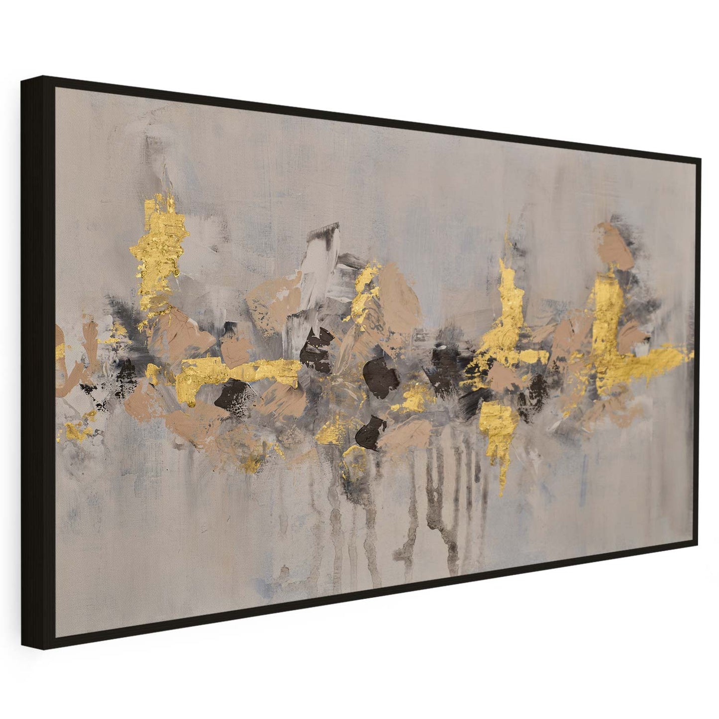 Tableau sur toile d'abstrait dorée KWADECO