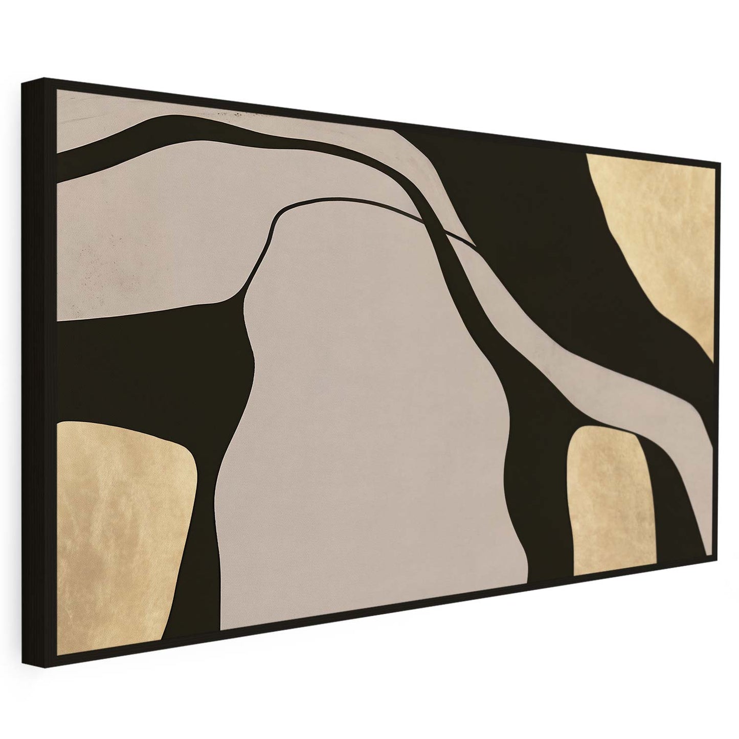 Tableau sur toile abstraite moderne avec des lignes noires KWADECO