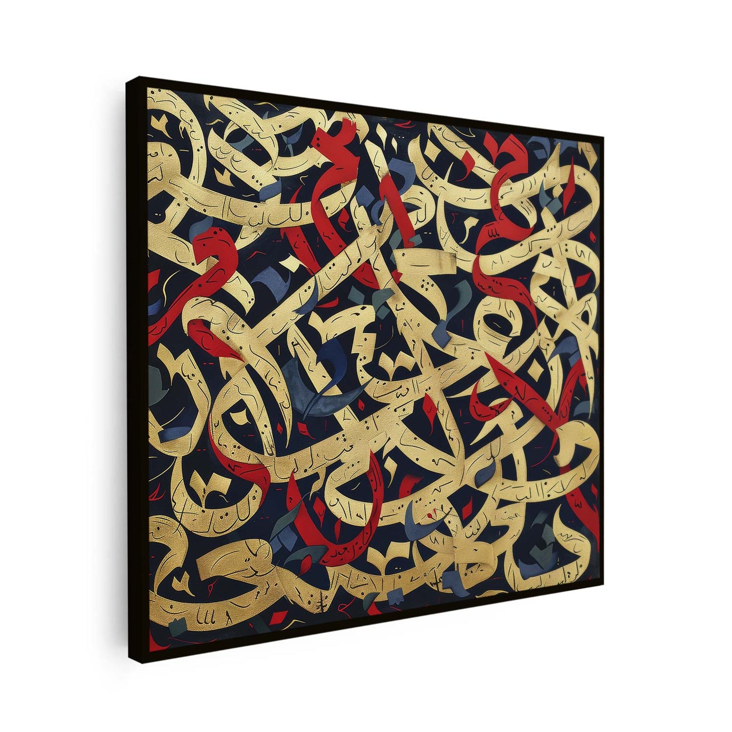 Tableau sur toile calligraphie doré et rouge KWADECO