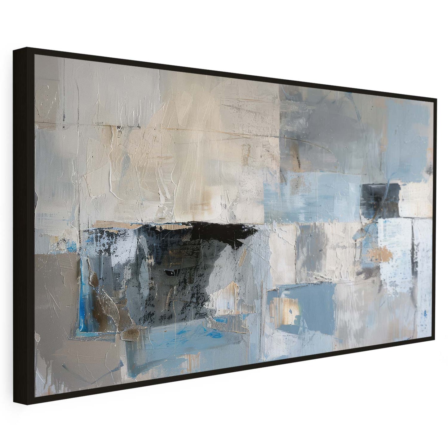 Tableau sur toile abstraite moderne avec des formes bleues KWADECO