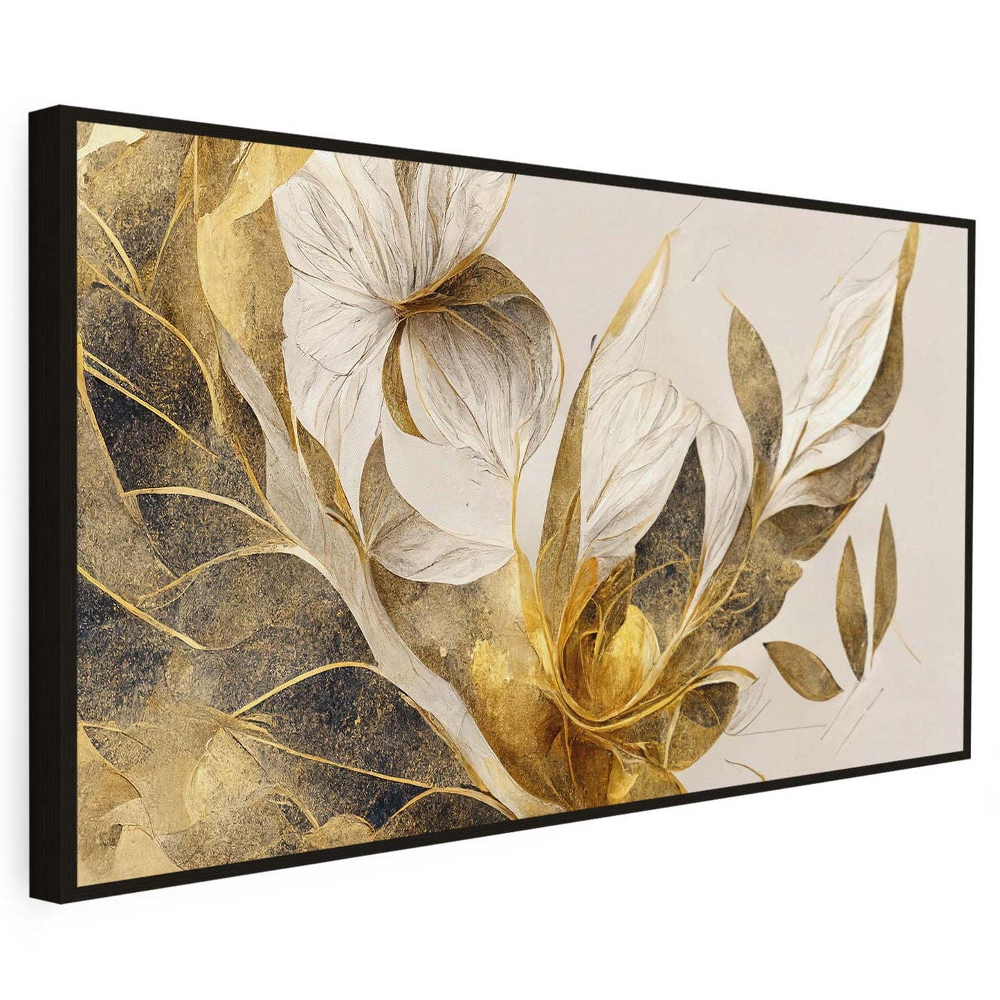 Tableau sur toile de fleurs dorées en 3D moderne art