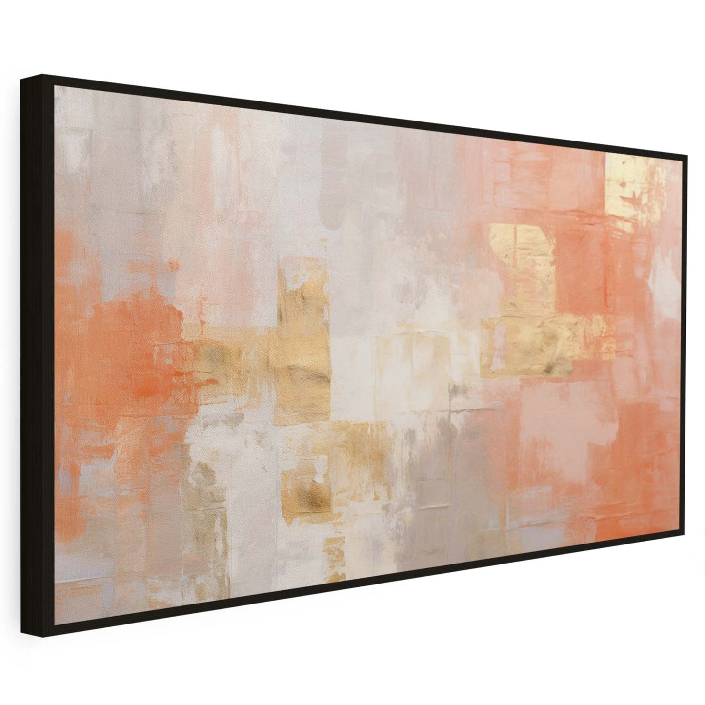 Tableau sur toile d'abstrait de frome rosé avec tache doré KWADECO