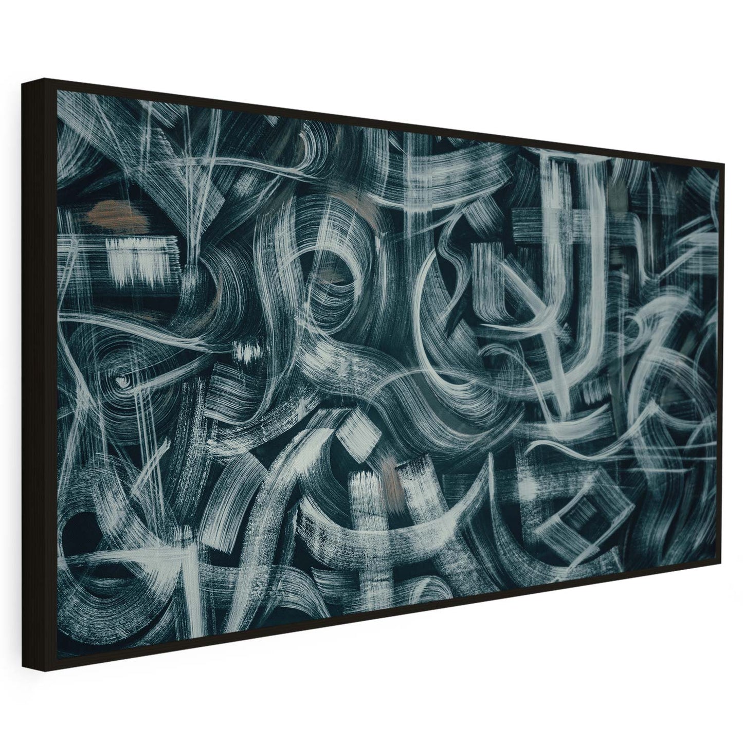 Tableau sur toile calligraphie art noir et blanc minimaliste KWADECO