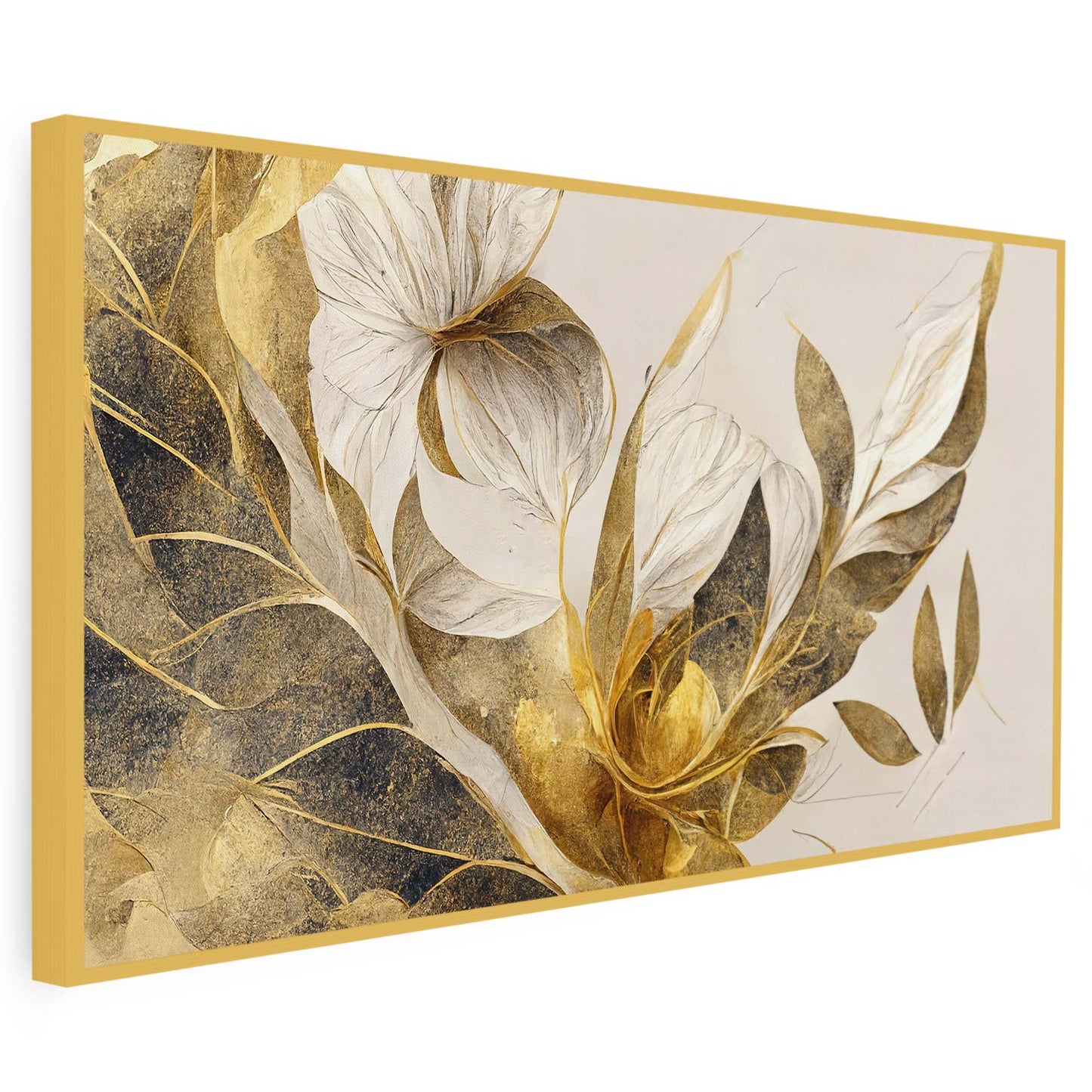 Tableau sur toile de fleurs dorées en 3D moderne art