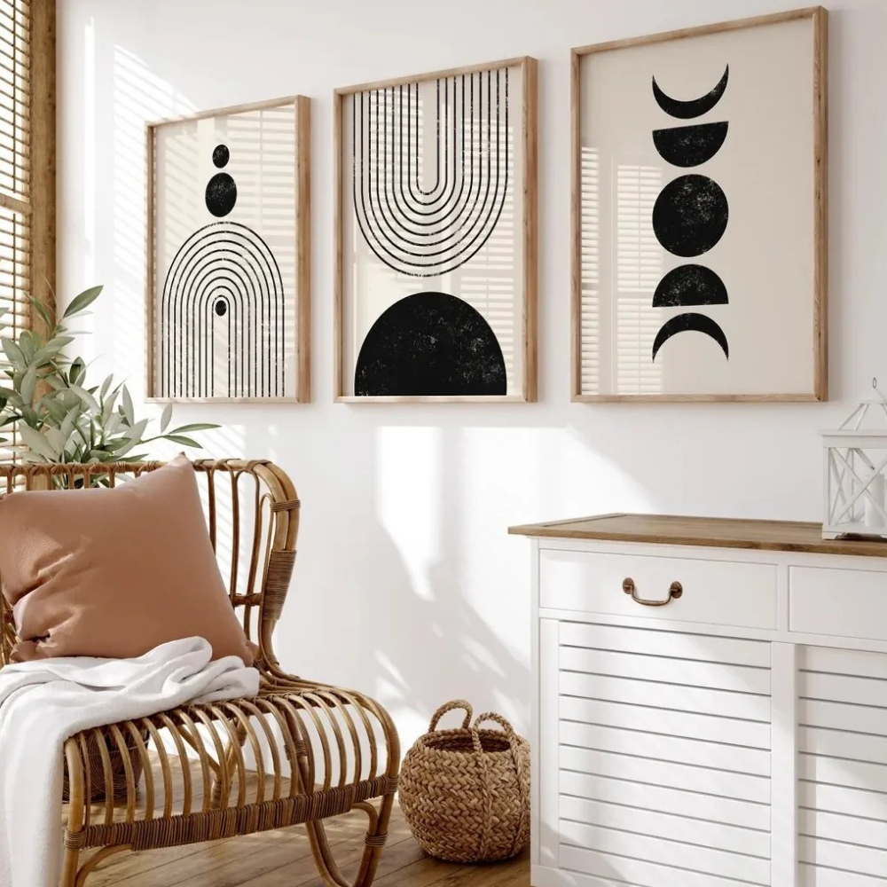 Trio de sous-verres noir et blanc au design artistique KWADECO