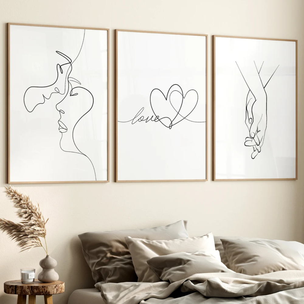 Lot de 3 sous-verres en line art sur le thème de l'amour KWADECO