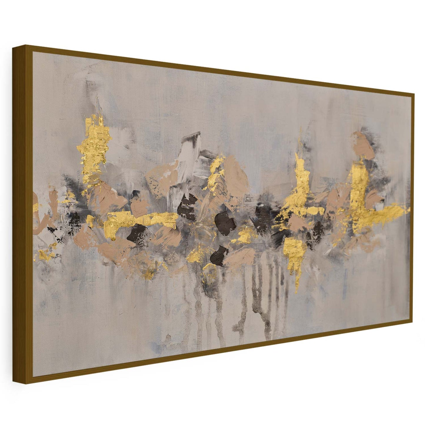 Tableau sur toile d'abstrait dorée KWADECO