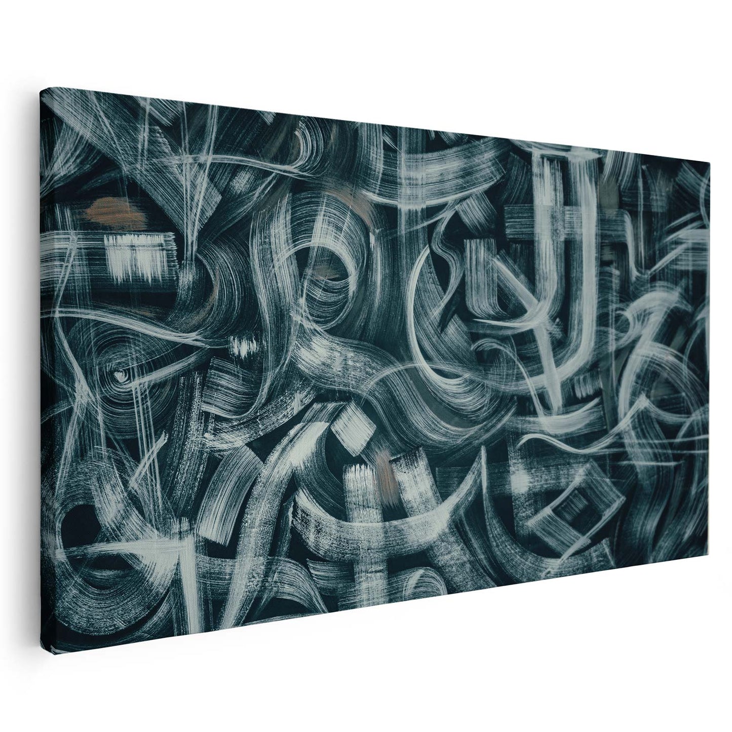 Tableau sur toile calligraphie art noir et blanc minimaliste KWADECO