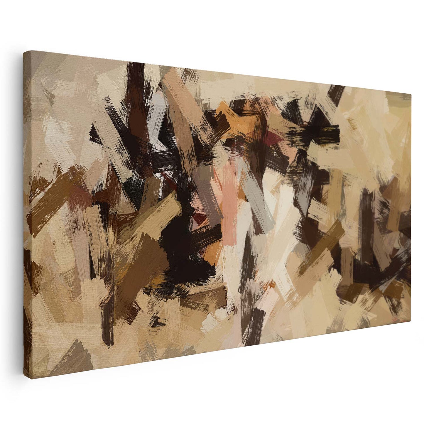 Tableau sur toile abstrait effet peinture marron KWADECO