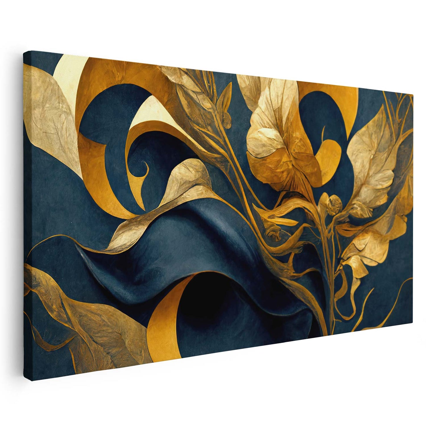 Tableau sur toile de fleur doré effet 3D KWADECO