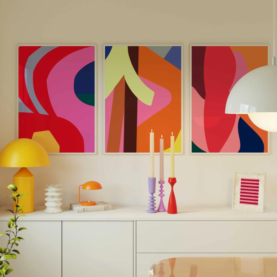 Lot de 3 sous-verres abstraits colorés au style moderne KWADECO
