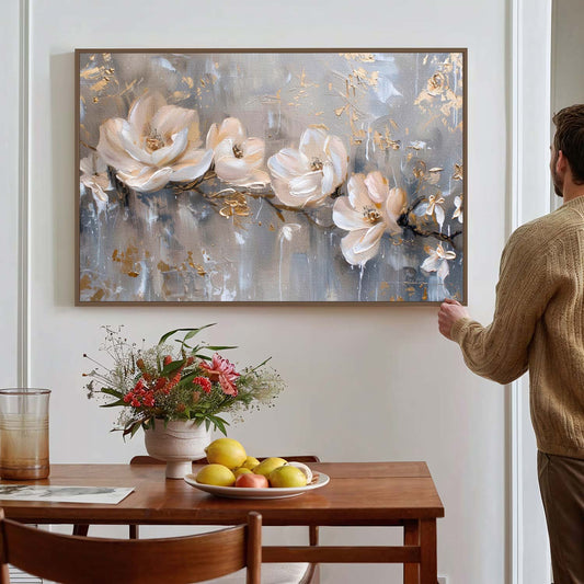 Tableau sur toile d'abstrait de fleur effet 3d
