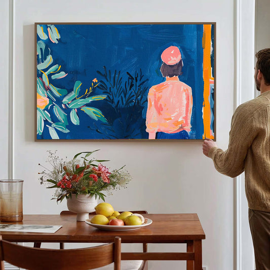 Tableau sur toile d'une femme en pleine nature