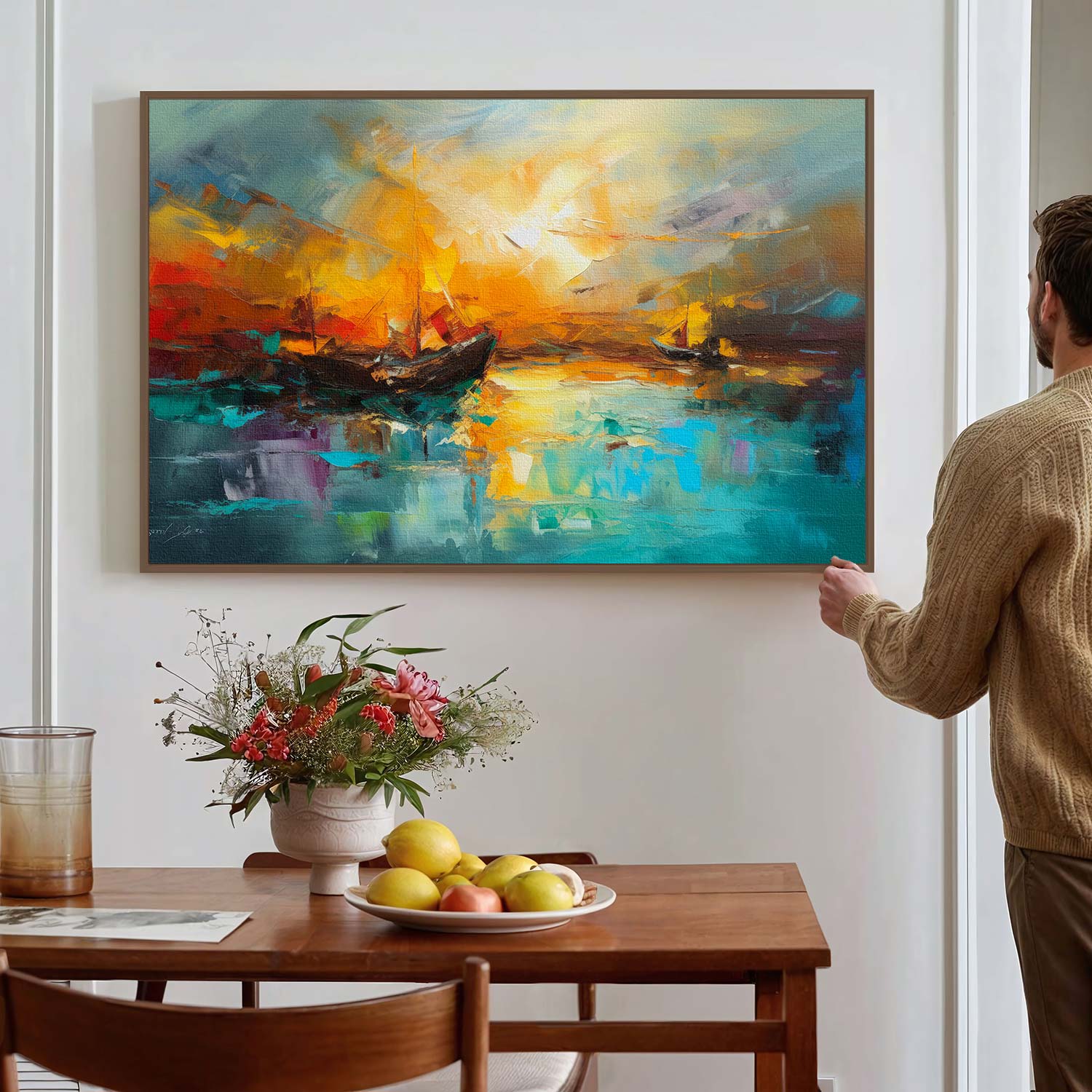 Tableau sur toile de navire coloré KWADECO