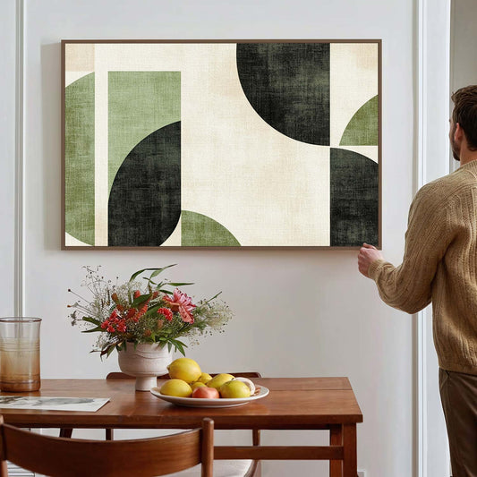 Tableau sur toile d'abstraction baho artistique verte