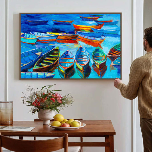 Tableau sur toile représentant des navires