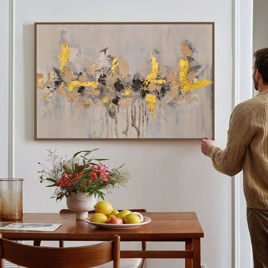 Tableau sur toile d'abstrait dorée