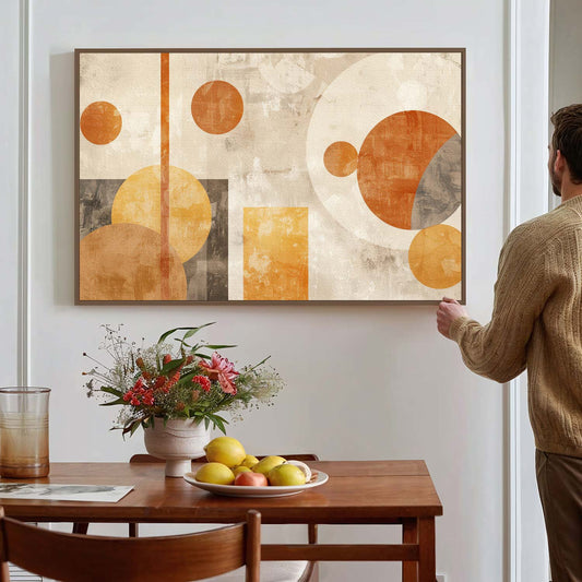 Tableau sur toile d'abstrait moderne des cercles doré