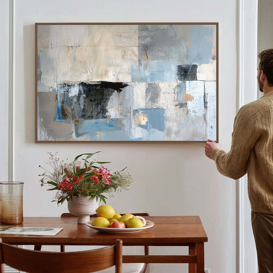 Tableau sur toile abstraite moderne avec des formes bleues