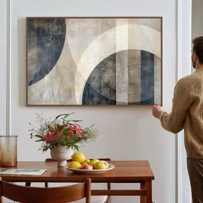 Tableau sur toile d'abstrait moderne de forme circulaire KWADECO