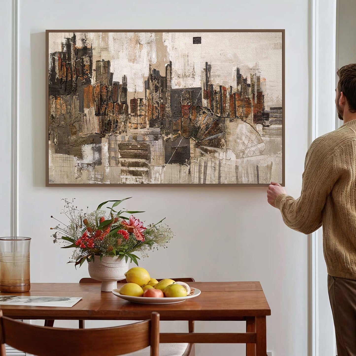 Tableau sur toile d'abstrait moderne marron