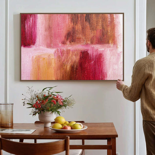 Tableau sur toile d'abstrait moderne de la couleur rose