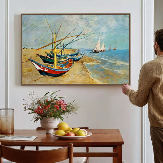 Bateaux de pêche sur la plage Van Gogh