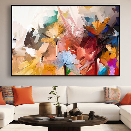 Tableau sur toile abstrait coloré effet peinture art moderne