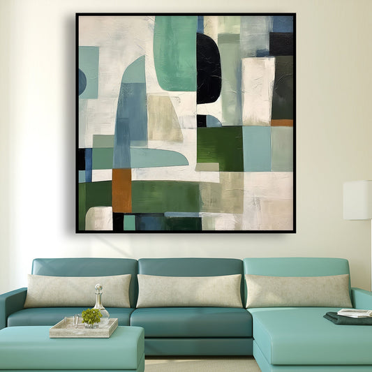 Tableau abstrait aux formes colorées
