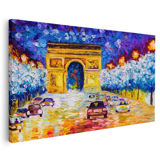 Tableau sur toile verticale de Paris effet peinture