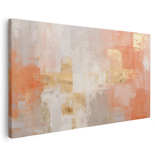 Tableau sur toile d'abstrait de frome rosé avec tache doré
