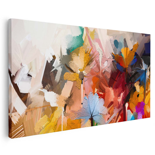 Tableau sur toile abstrait coloré effet peinture art moderne