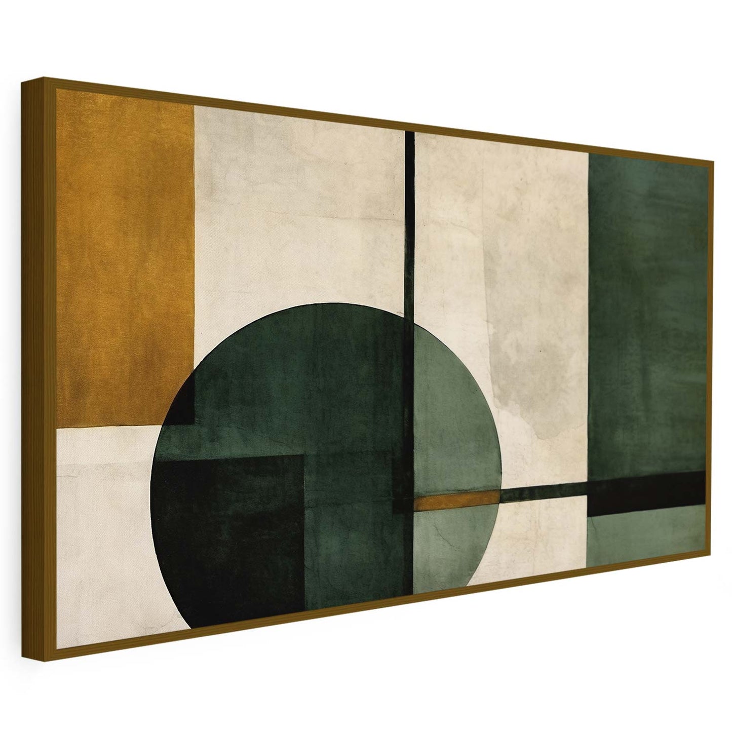 Tableau sur toile d'abstrait de formes vert et orangé KWADECO