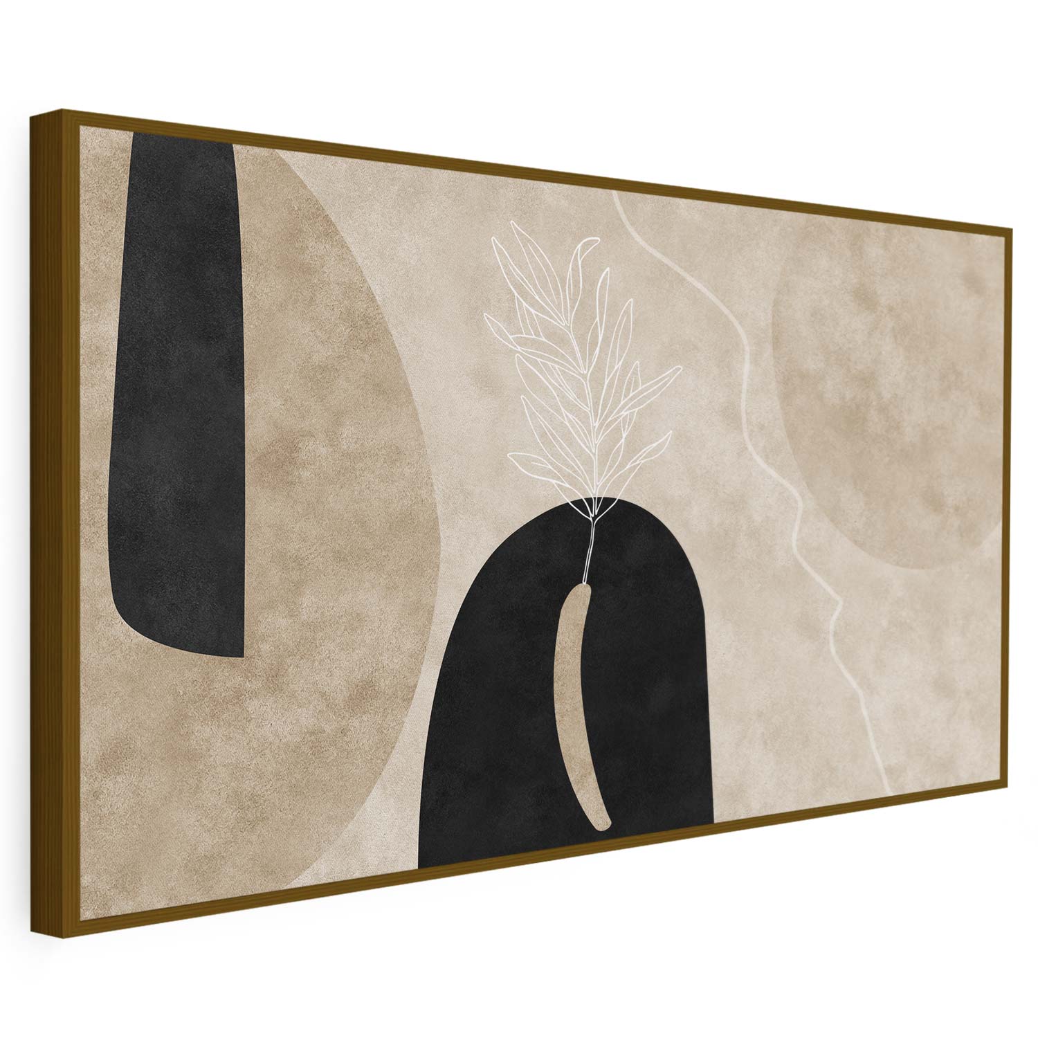 Tableau sur toile abstraite baho noir et beige KWADECO