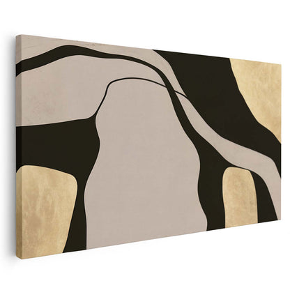 Tableau sur toile abstraite moderne avec des lignes noires KWADECO