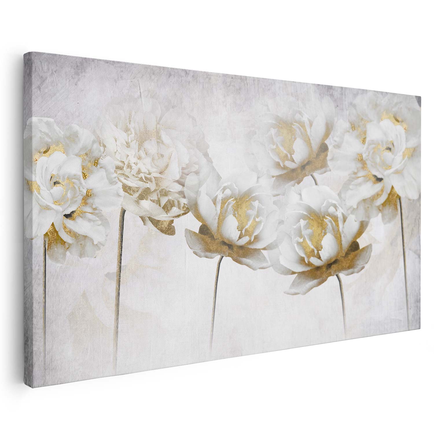 Tableau sur toile d'abstrait moderne de fleur blanche KWADECO